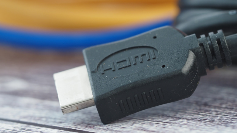A close-up image of an HDMI cable.