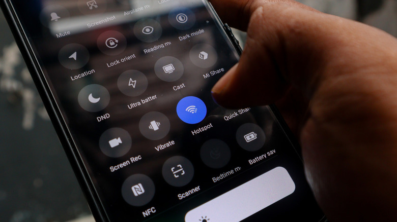 Hotspot icon in quick settings of Android phone