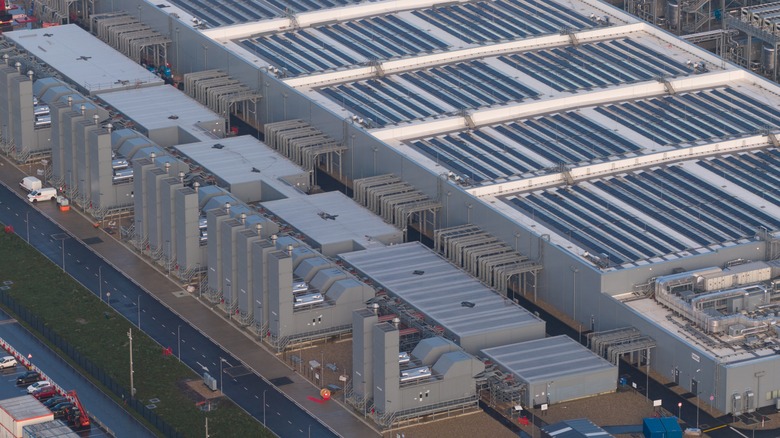 Aerial photo of a large AI data center
