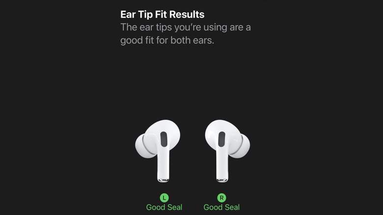 The results of an ear tip fit test showing that they're a good fit