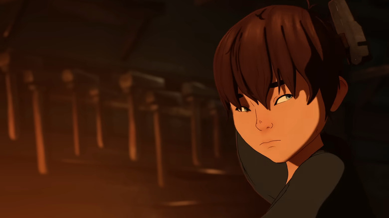 Mizu as a child looking sideways.