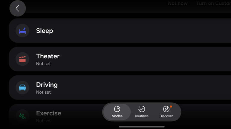 Screenshot of Samsung Modes and Routines menu on Galaxy S25 Ultra.