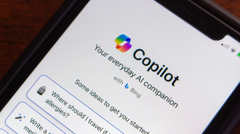 Microsoft Copilot showing on smartphone screen