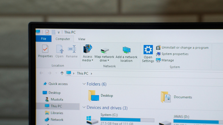 laptop screen showing almost full storage drive on windows