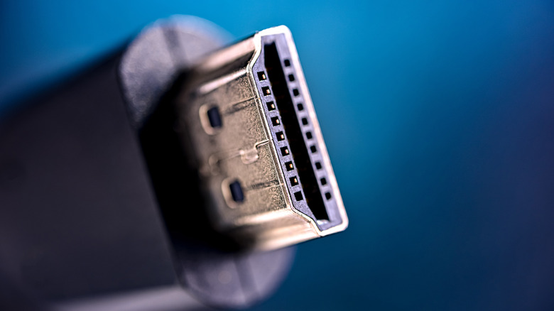 A closeup of an HDMI connector.