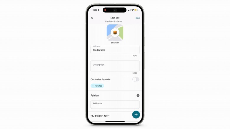 Creating a new list in Google Maps