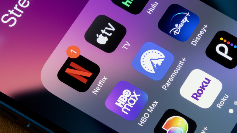 Popular streaming app icons including Roku, Netflix, and more.