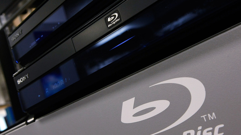 Two Sony Blu-ray players, one stacked on top of the other.