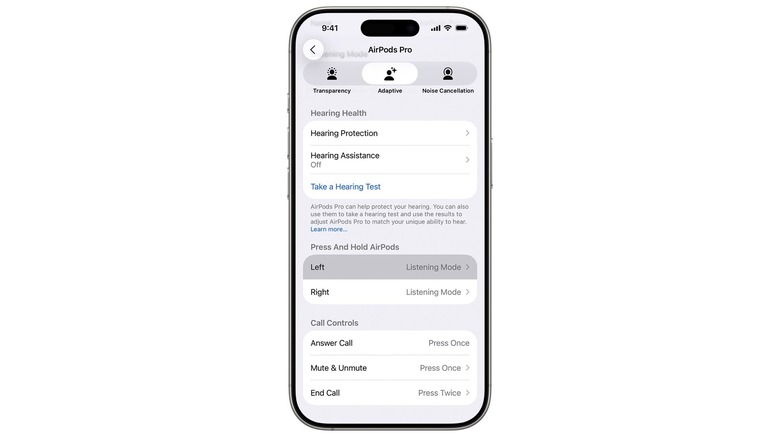 The AirPods Pro Settings menu shown on an iPhone.