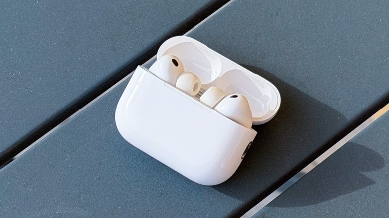 Close-up shot AirPods Pro 3 inside their case