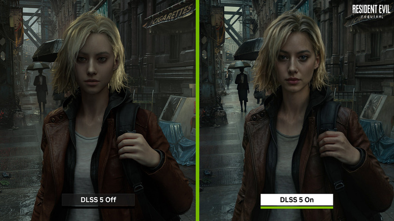 Resident Evil Requiem DLSS 5 on and off marketing comparison