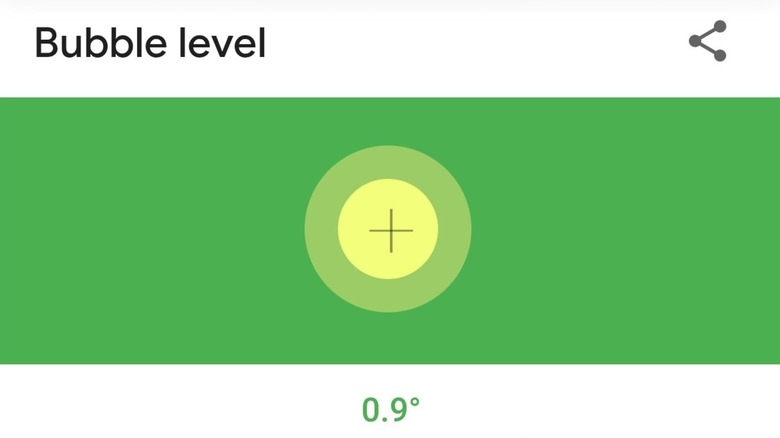 A screenshot showing Google's bubble level in action