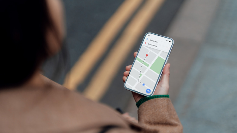 Person using GPS on a phone
