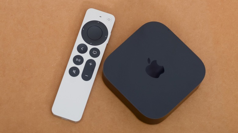 The Apple TV 4K and included Siri remote.