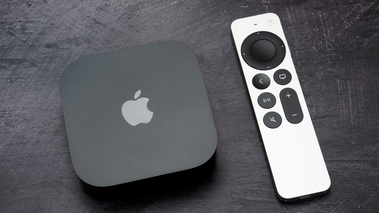 The Apple TV 4K and included Siri remote.
