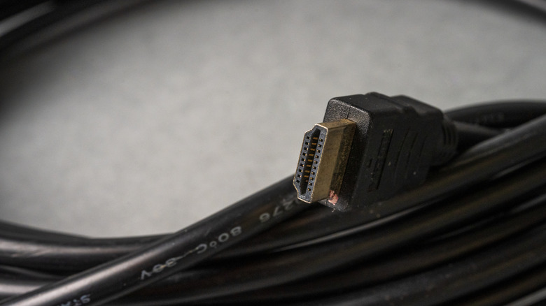 close-up view of an HDMI connector