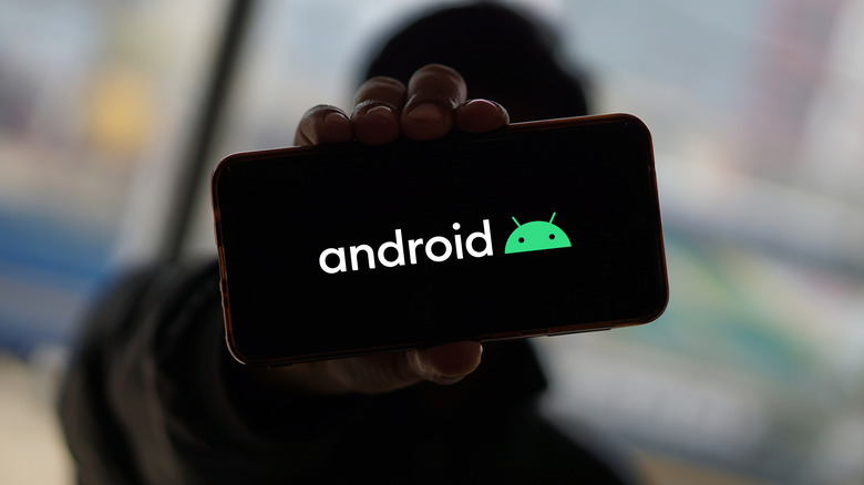 Android logo on a phone
