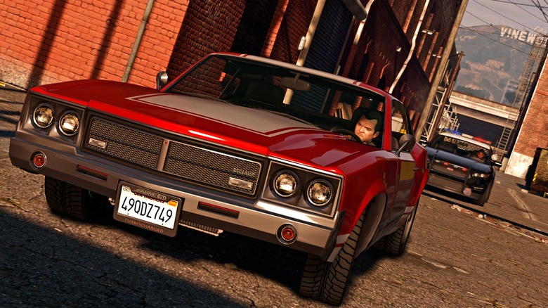 Michael de Santa fleeing from the cops in GTA V
