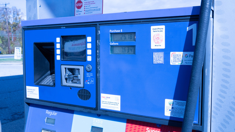 A blue gas pump.