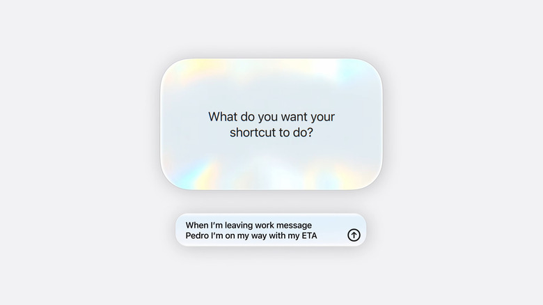 iPhone Shortcuts showing Describe a shortcut conversation