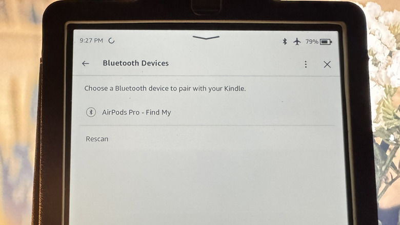 Kindle showing Bluetooth Devices to connect to