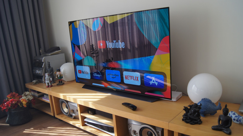 An LG smart TV in someone's living room.