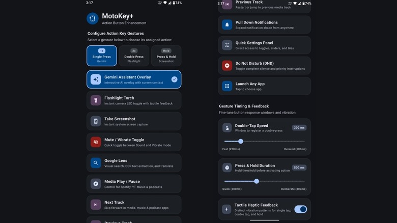 MotoKey Plus features list for button customization