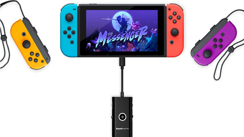 The Creative Sound Blaster G3 plugged into a Nintendo Switch
