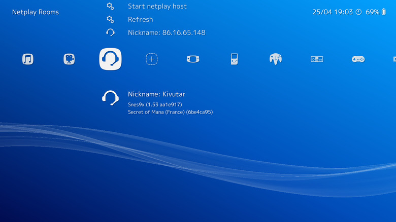 RetroArch Menu about to scroll over to various games