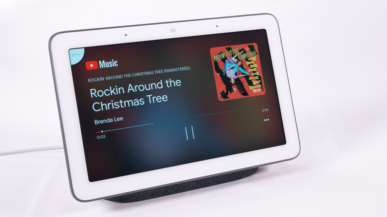Google Nest Hub playing holiday music