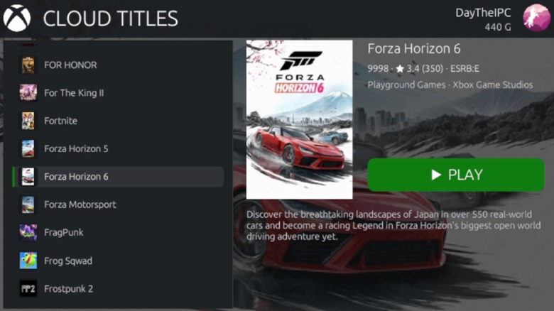 Xbox Cloud Gaming running on PlayStation Vita