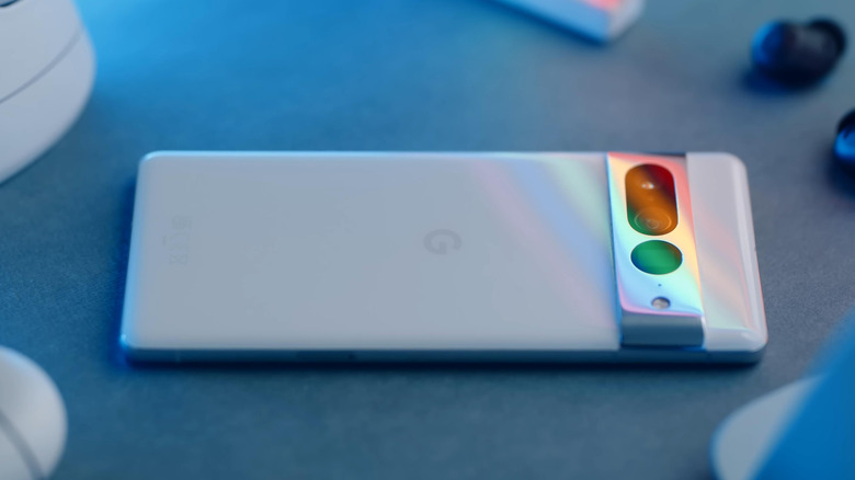 The Google Pixel 7 Pro placed on a desk