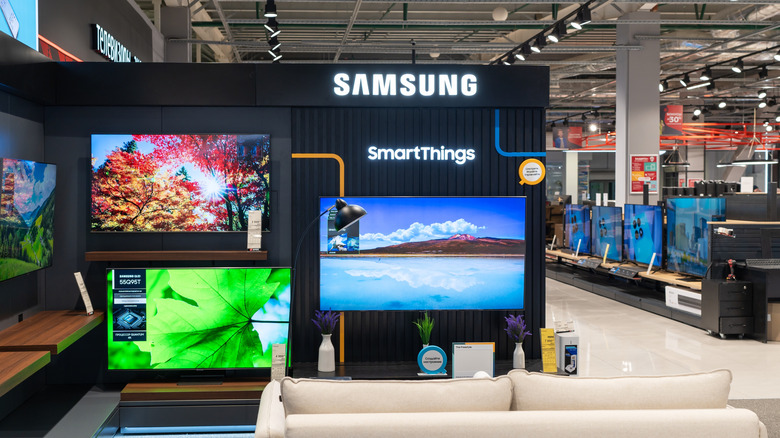 Samsung-branded TV inside a store.