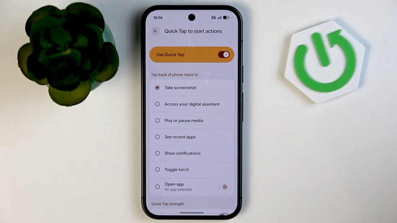 Google Pixel 10 showing Quick Tap settings