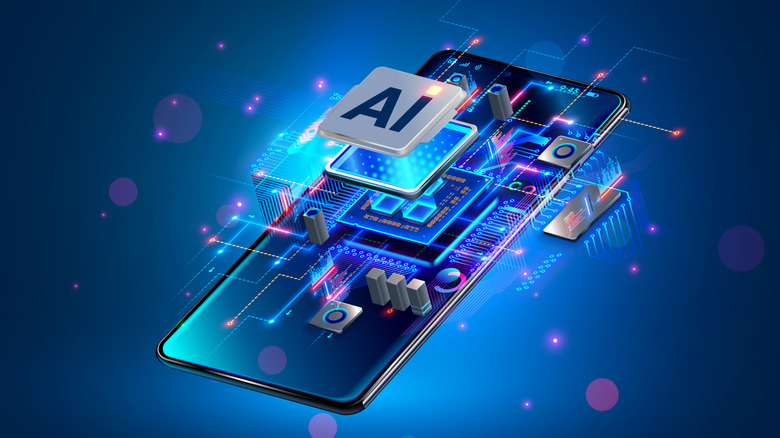 AI chip in a flashy smartphone graphic
