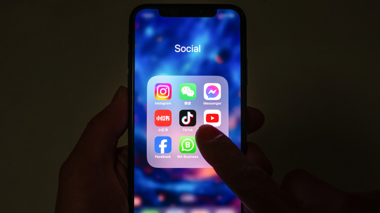 Social media icons on an iPhone