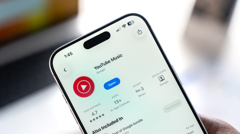 The YouTube Music app install screen on a smartphone.