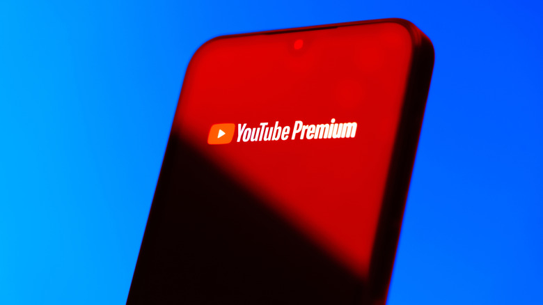 Smartphone showing the Youtube Premium logo