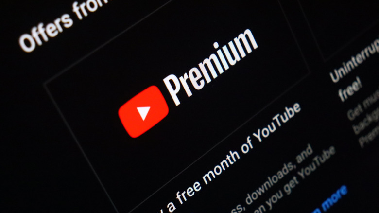 Youtube premium logo on a screen showing offers