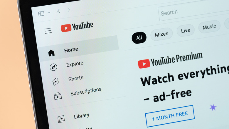 Browser window showing YouTube premium offer