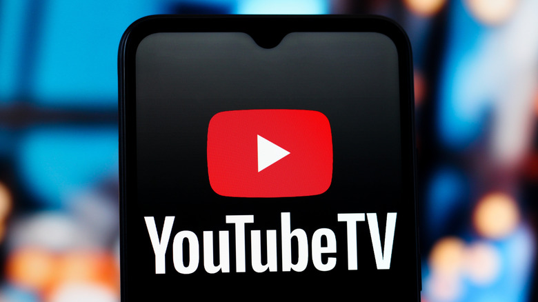 A YouTube TV logo on a phone.