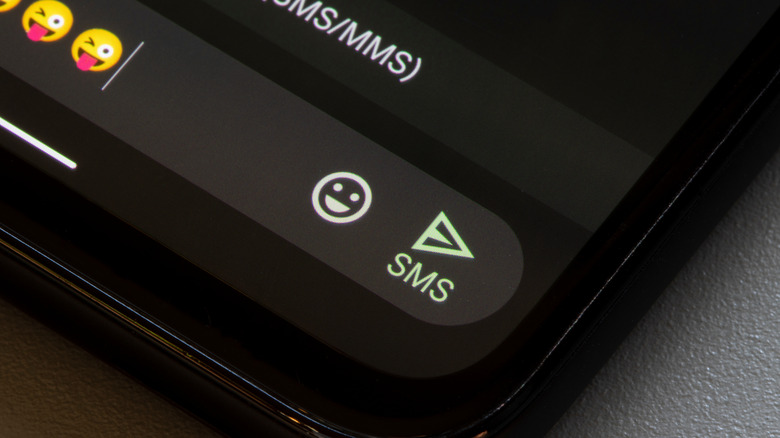 Closeup of sms and emojis