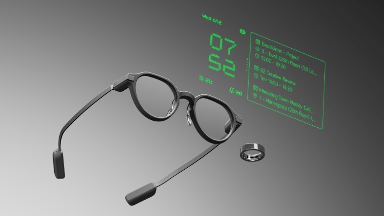 The G2 Display Smart Glasses and the R1 Smart Ring designs.