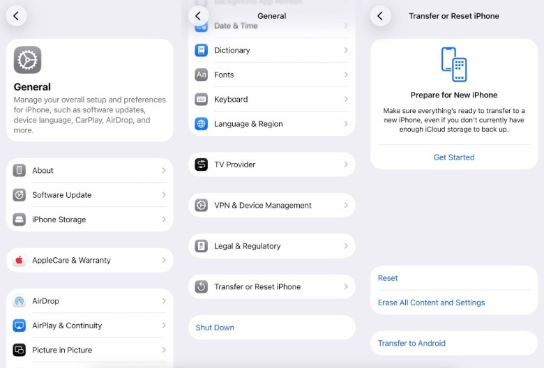 Initiating a Transfer to Android proces in iOS 26.3