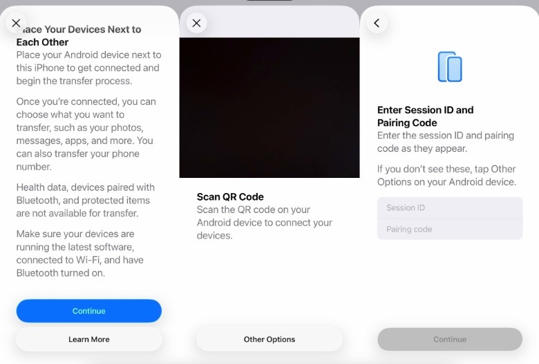 The Transfer to iPhone process on an iPhone running iOS 26.3.