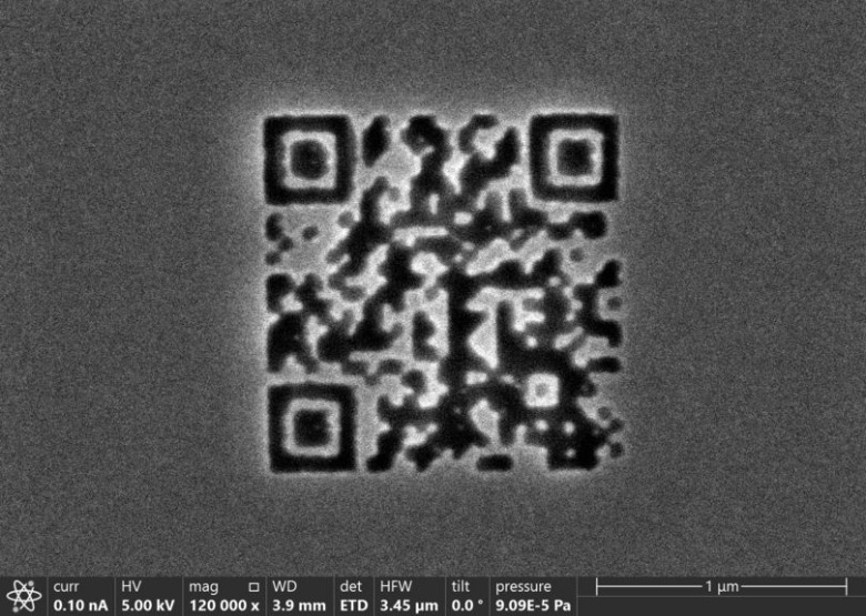 The world's smallest QR code created by Vienna University of Technology and Cerabyte