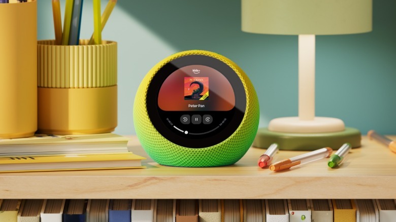 Kids version of the new Amazon Echo Time on a shelf
