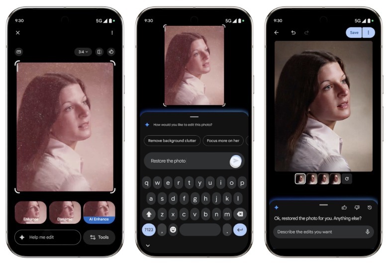 An example of conversational edits in Google Photos for Android.