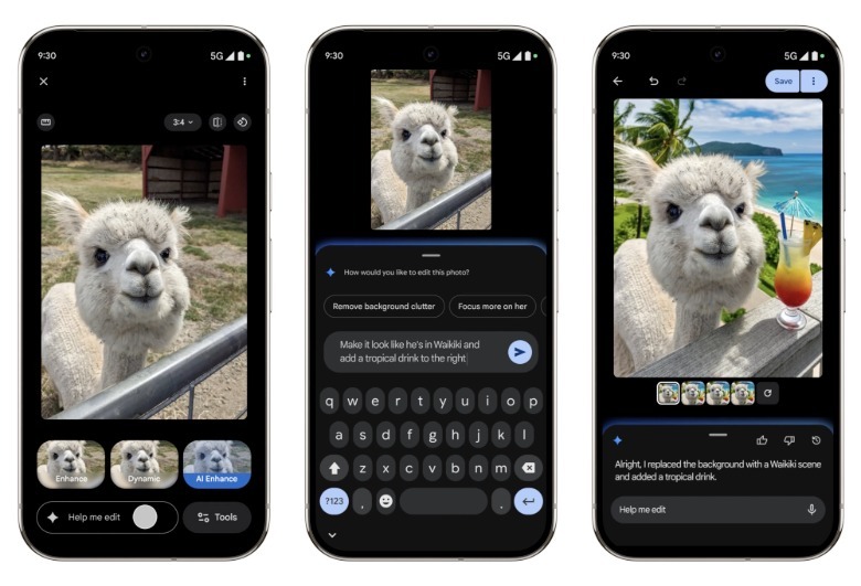 An example of conversational edits in Google Photos for Android.