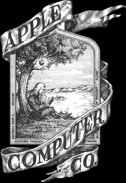 Apple first logo featuring Isaac Newton illustration